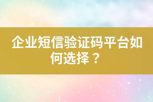 企業(yè)短信驗(yàn)證碼平臺(tái)如何選擇？