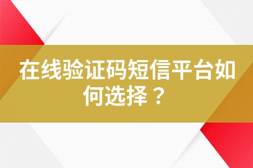 在線驗(yàn)證碼短信平臺(tái)如何選擇？