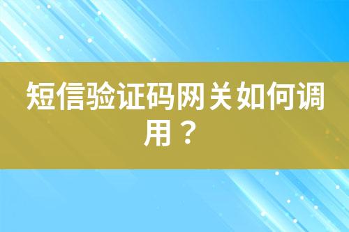 短信驗證碼網(wǎng)關(guān)如何調(diào)用？