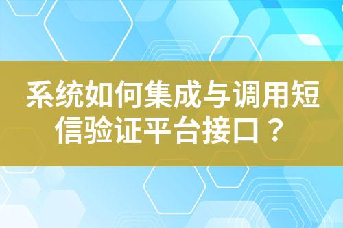 系統(tǒng)如何集成與調(diào)用短信驗證平臺接口？
